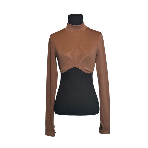 H&M brown long sleeves crop top size Small - Picture 7 of 15
